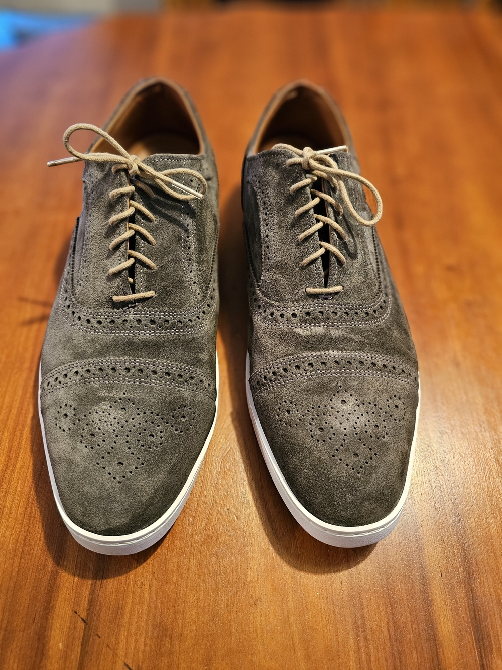 Men's Allen Edmonds Strand Oxford Gray Suede Wingtip Lace-Up Dress Sneakers
